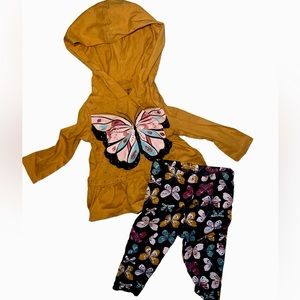 CARTERS | BUTTERFLY HOODIE WITH MATCHING PANTS OUTFIT